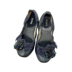 Miu Miu Blue Embellished Flats